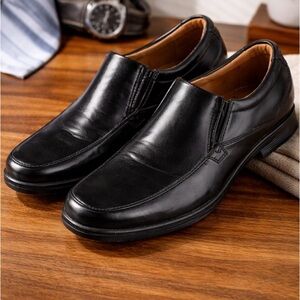 Freeman Free Flex Black Leather Slip On Dress Shoes 10.5